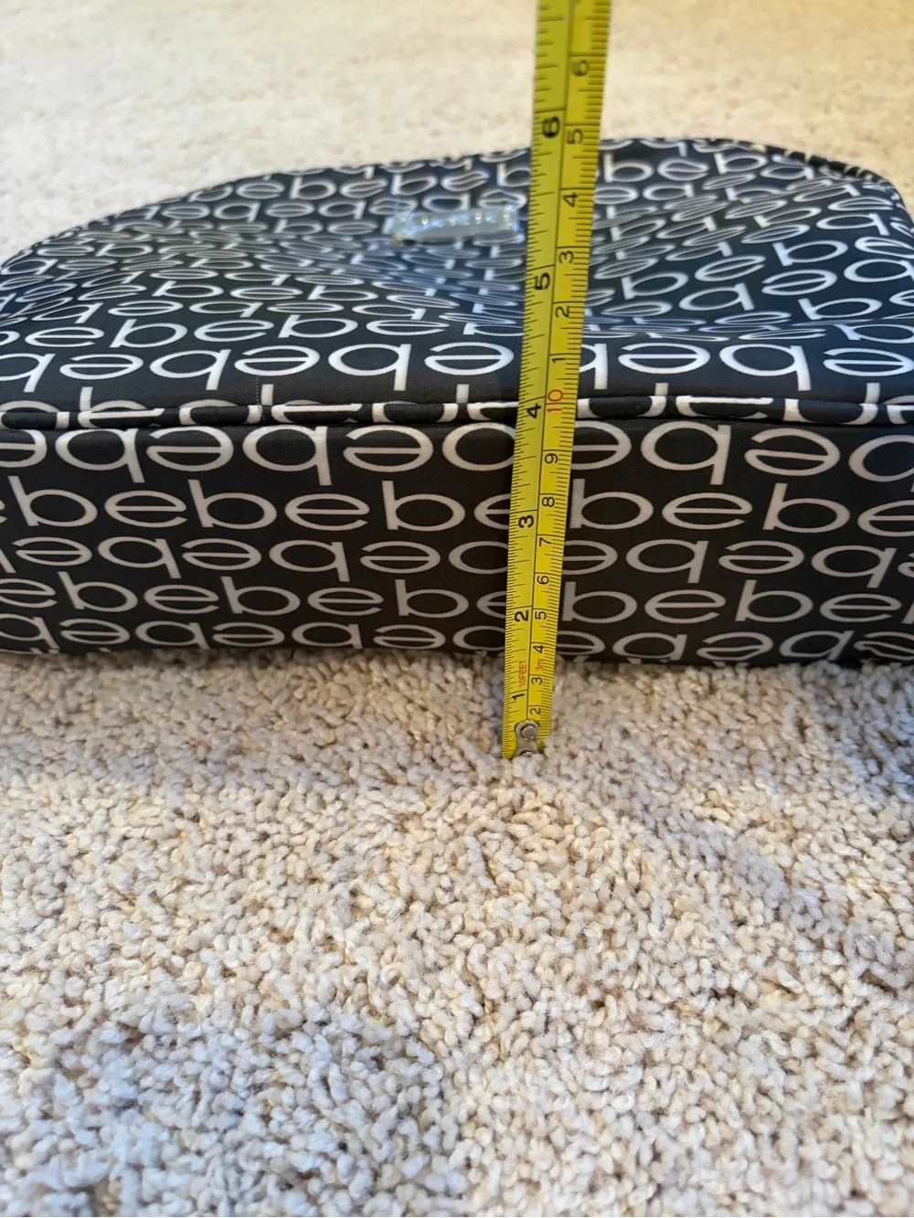 Bebe Black and White Logo Print Cosmetic Case XL